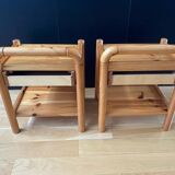 Pair of solid pine bedside tables