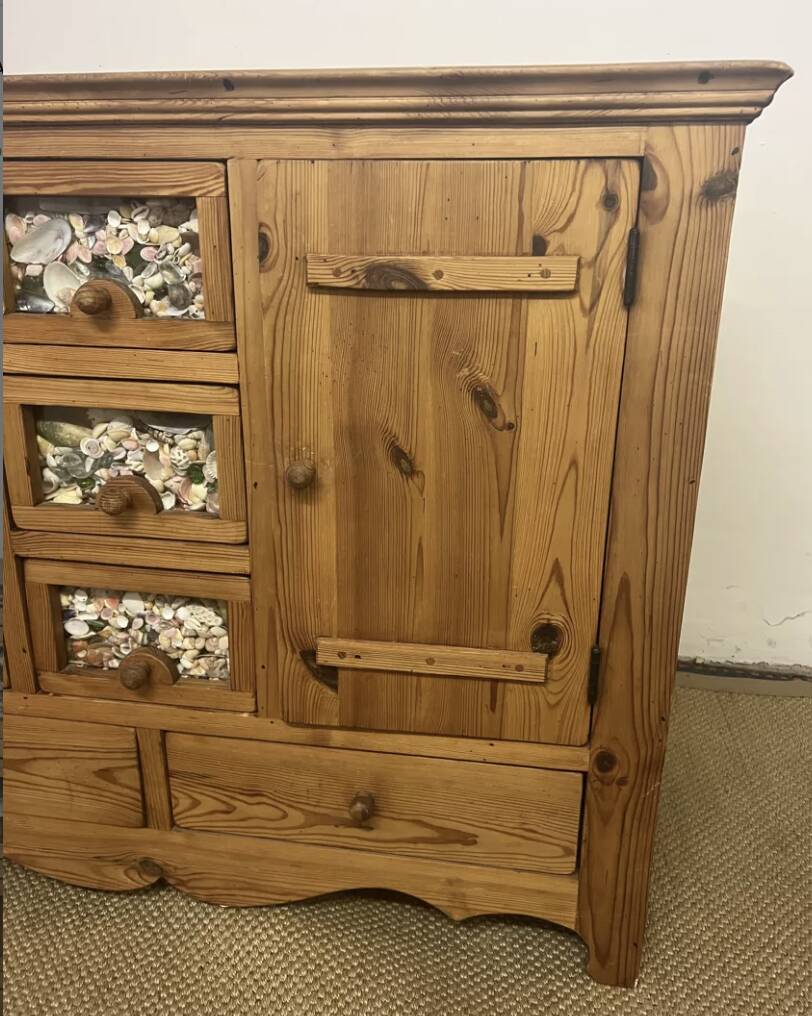 Vintage solid pitch pine chest of drawers