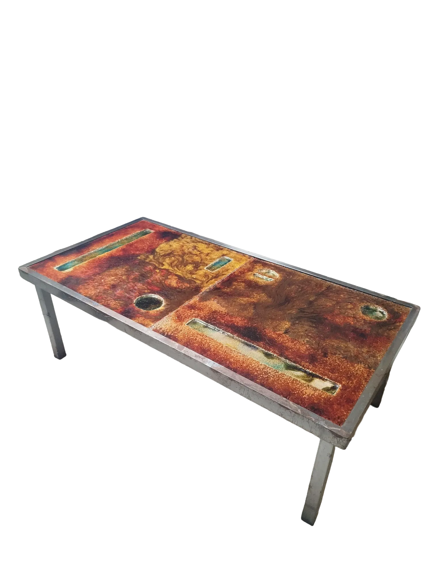 Coffee table in glazed lava stone by Robert & Jean Cloutier 1950