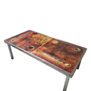 Coffee table in glazed lava stone by Robert & Jean Cloutier 1950
