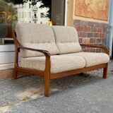 Teak and two-seater wool sofa from the 60s