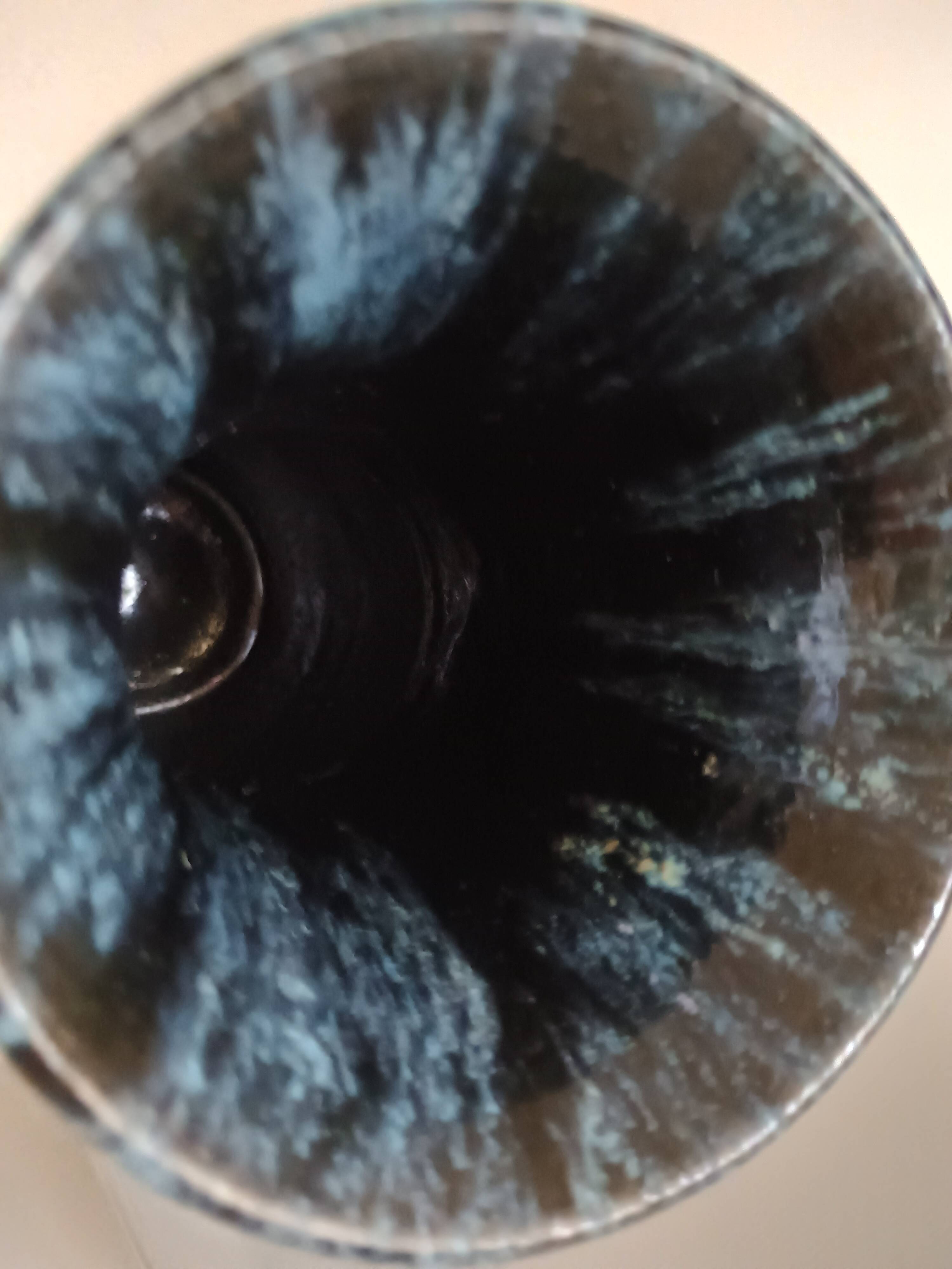 Accolay pottery Yonne - Double handle woven vase - Blue-grey glazed stoneware