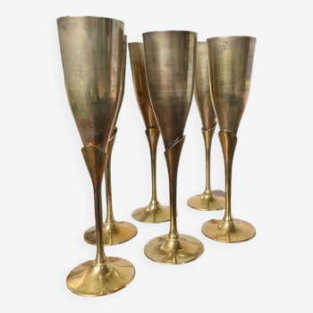 Brass champagne flutes