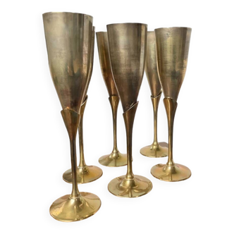 Brass champagne flutes