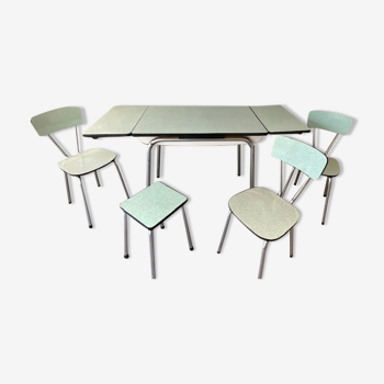 Table formica rallonges 150 cm avec 4 sièges