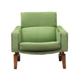 Fauteuil vert, design danois, années 1970, production : Danemark