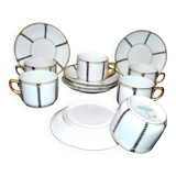 Set of 6 ART DECO black and gold porcelain coffee cups from the 1920s-1930s