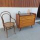 commode aux pieds compas, effet miroir, vintage