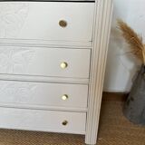 Restored wooden art deco chest of drawers with gilded handles