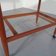 Teak Flip-Flop Expandable Cart with Removable Tray by Grete Jalk for Poul Jeppesens Møbelfabrik, Denmark, 1960s