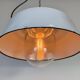 Industrial Grey Enamel Factory Pendant Lamp with Glass Cover, 1960s