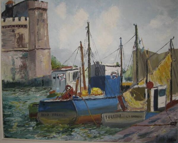 tableau huile sur toile, marine signé J. Mary, la rochelle