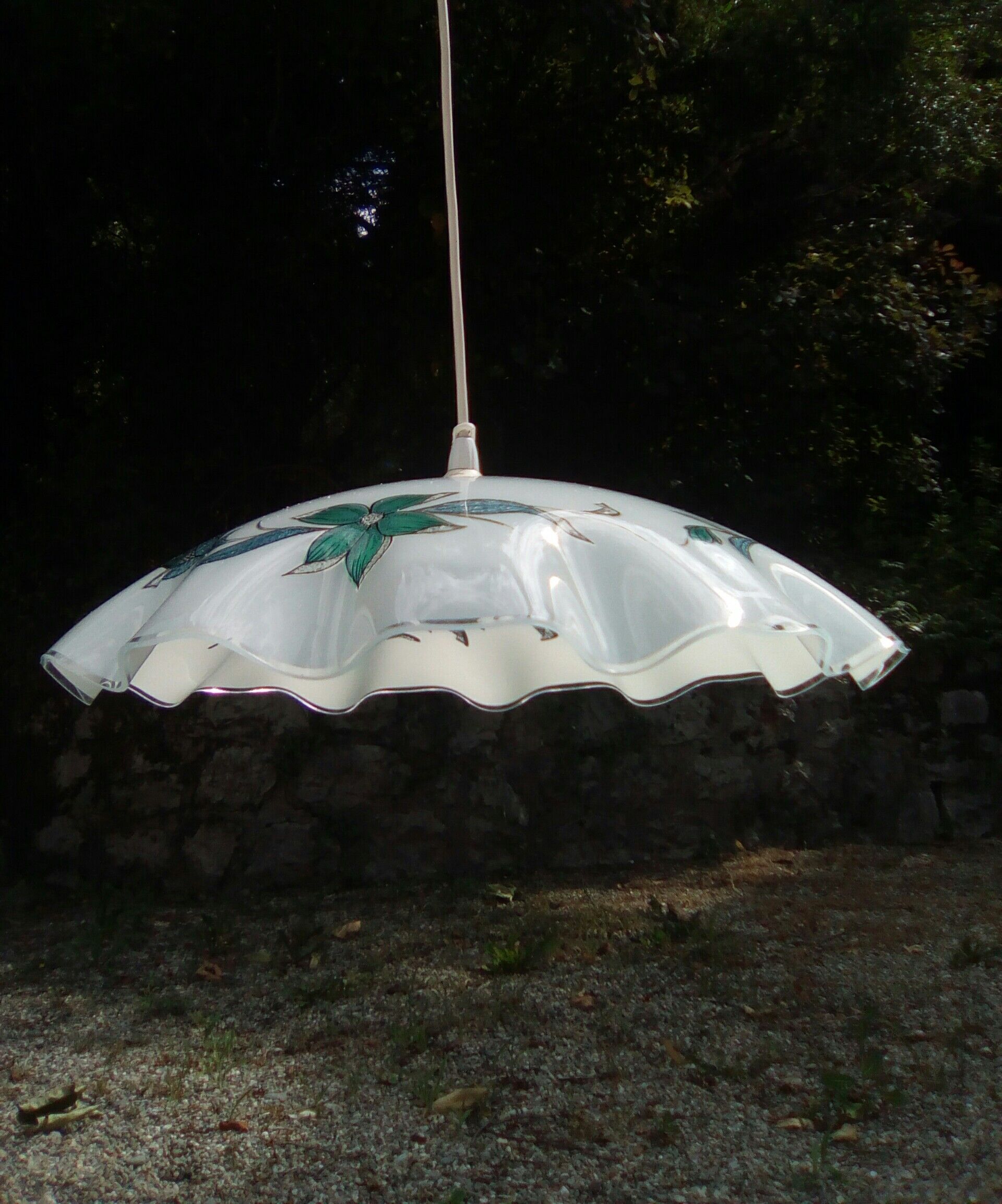 Opal glass chandelier 80s