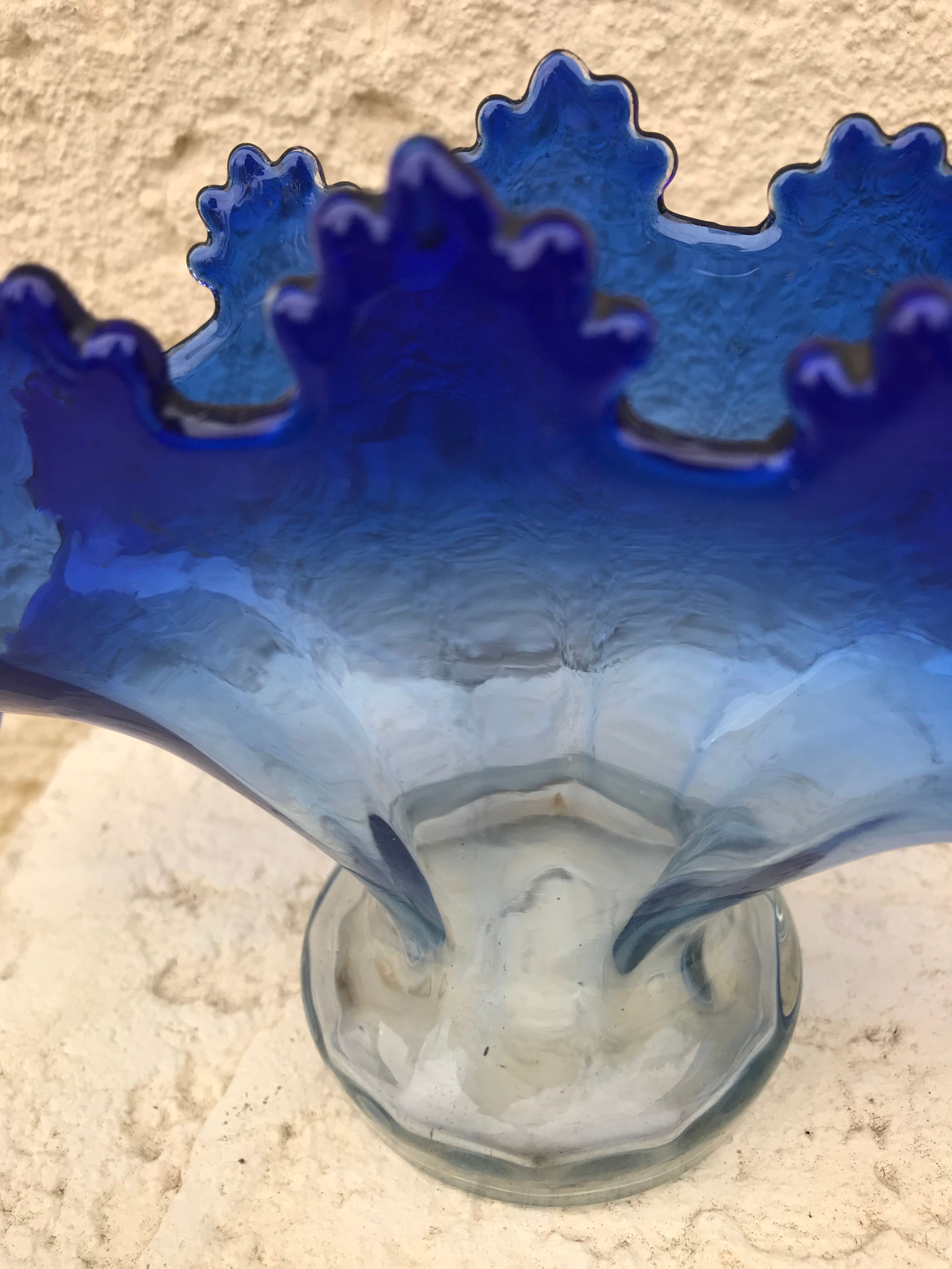 Vintage blue fan vase