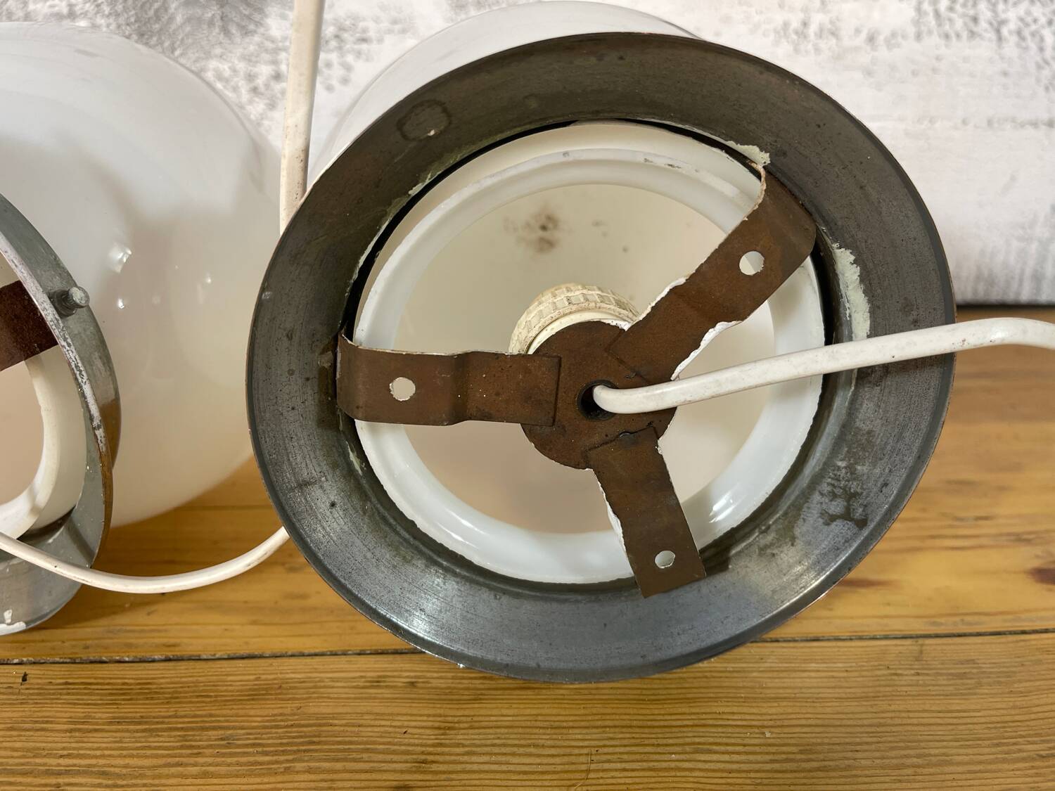 Pair of opaline ceiling lights