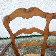 Provencal double armchair with woven rush in walnut