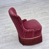 1960s, Danish armchair, original striped red furniture velour.