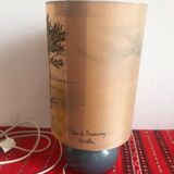Old ceramic lamp with a silk shade signed Misslen.