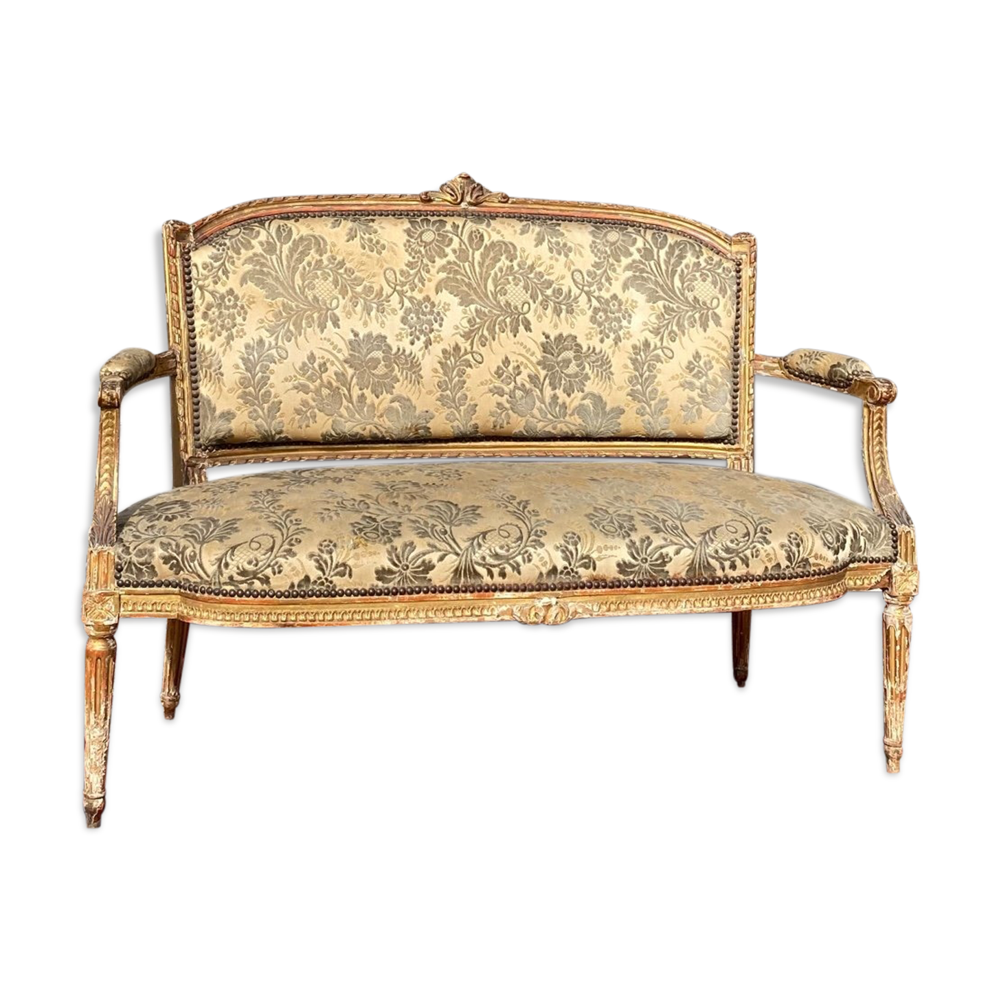 Gilded carved wooden bench louis XV XVIII century