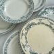 Lot of 6 blue-green ironstone plates, antique French earthenware.