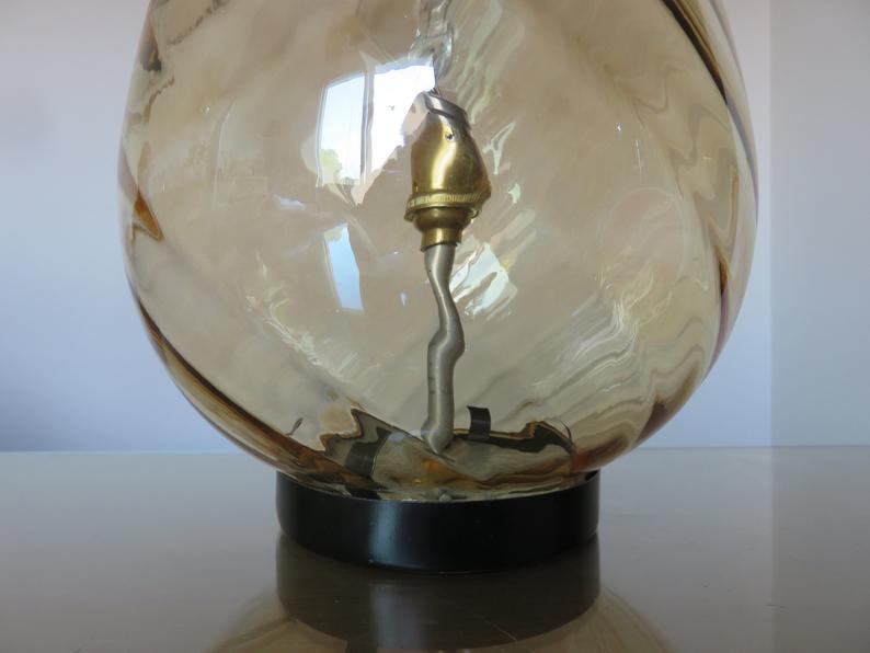 Murano glass "egg" lamp amber golden 60 70 years