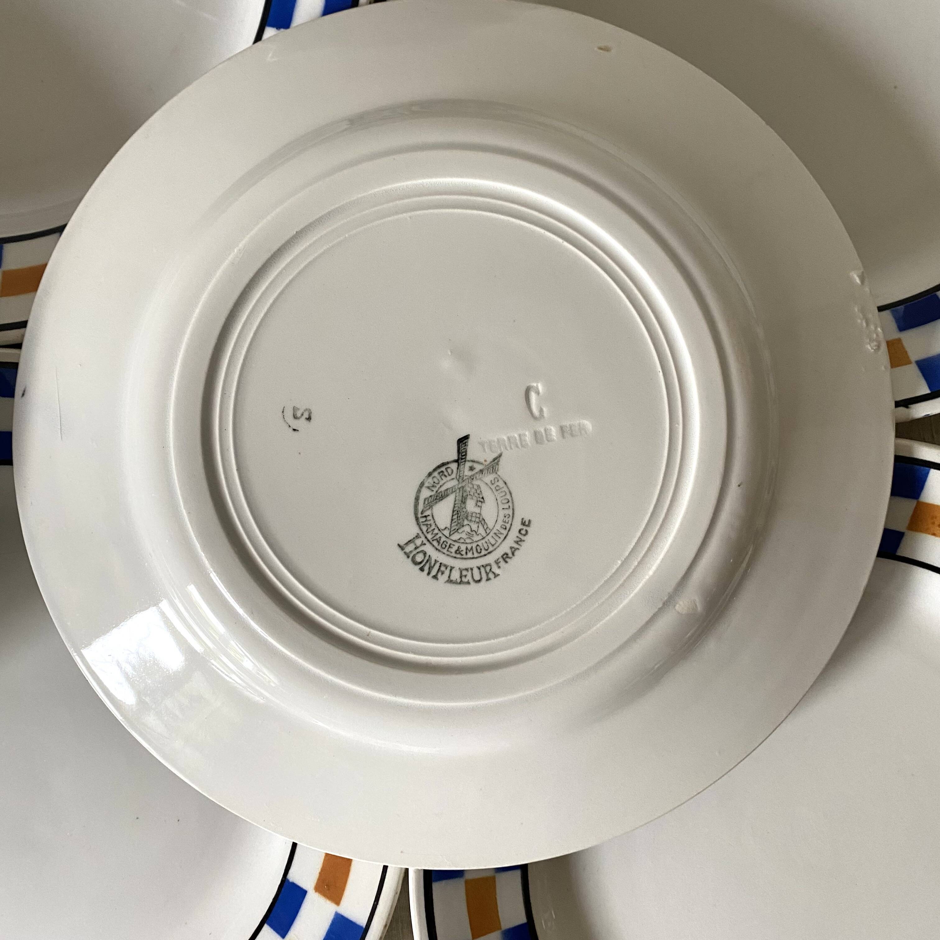 Moulin des Loups flat plates, Honfleur model tiles, 1950s