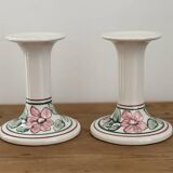 Pair of hand-painted English porcelain candlesticks