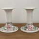 Pair of hand-painted English porcelain candlesticks