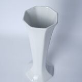 Octagonal white ceramic vase