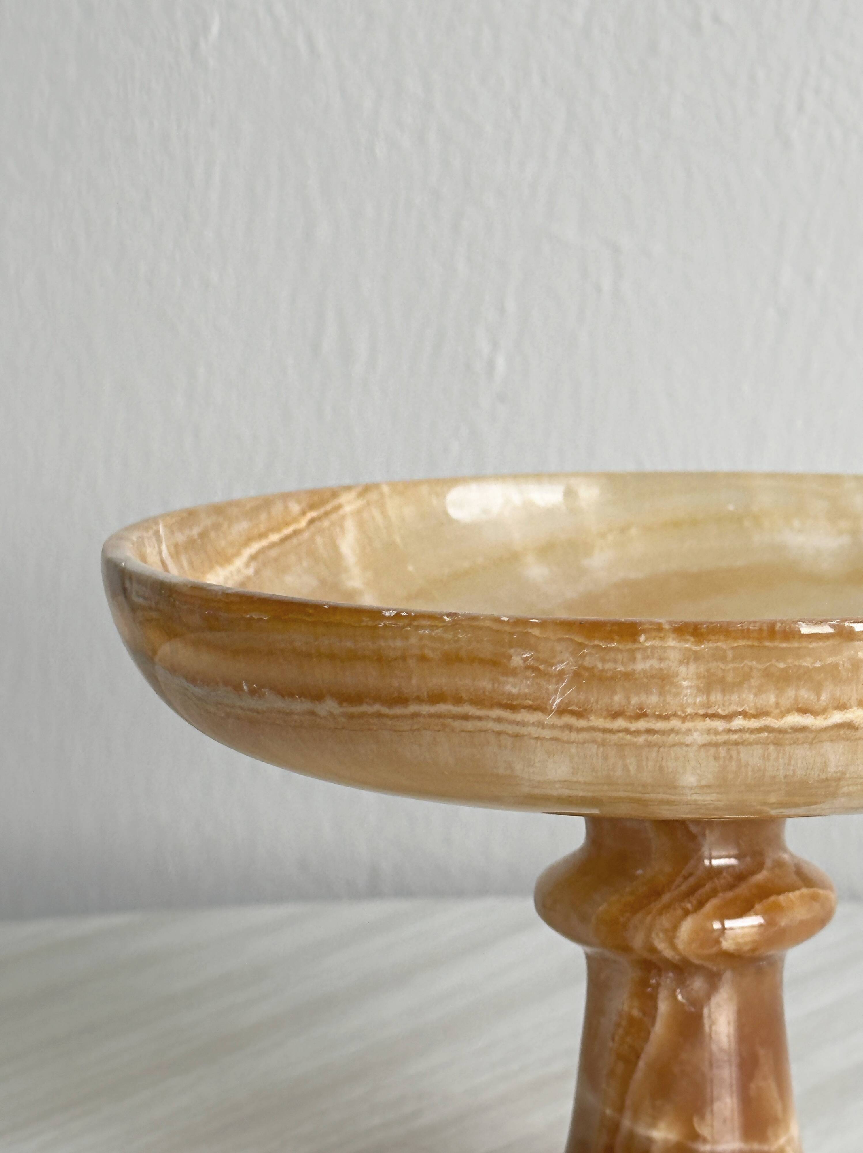 Onyx marbled pedestal bowl