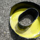 Letter "O" of industrial sign yellow and black