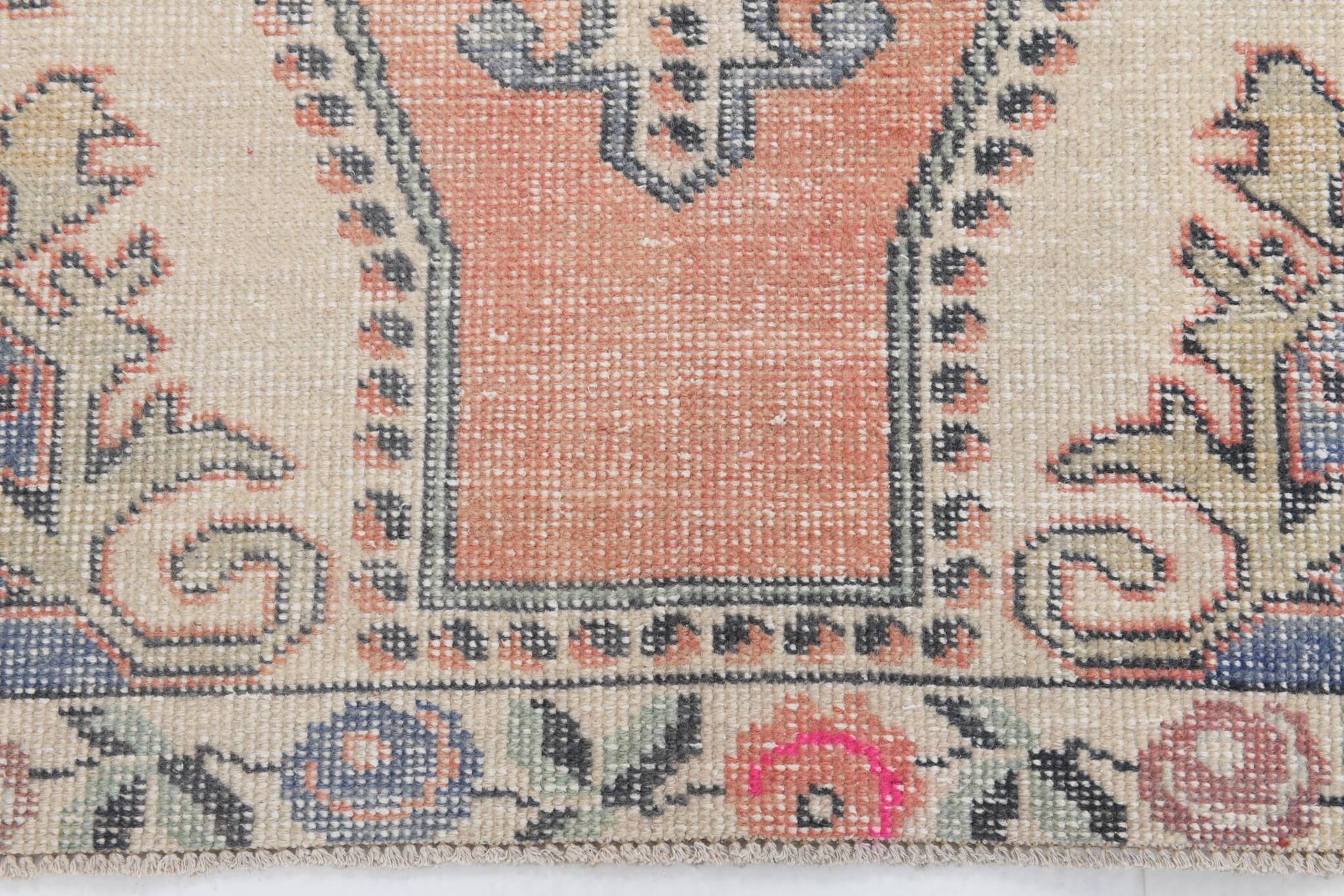 4x7 Pale Orange & Beige Oriental Wool Turkish Vintage Rug, 127x210Cm SK 6787