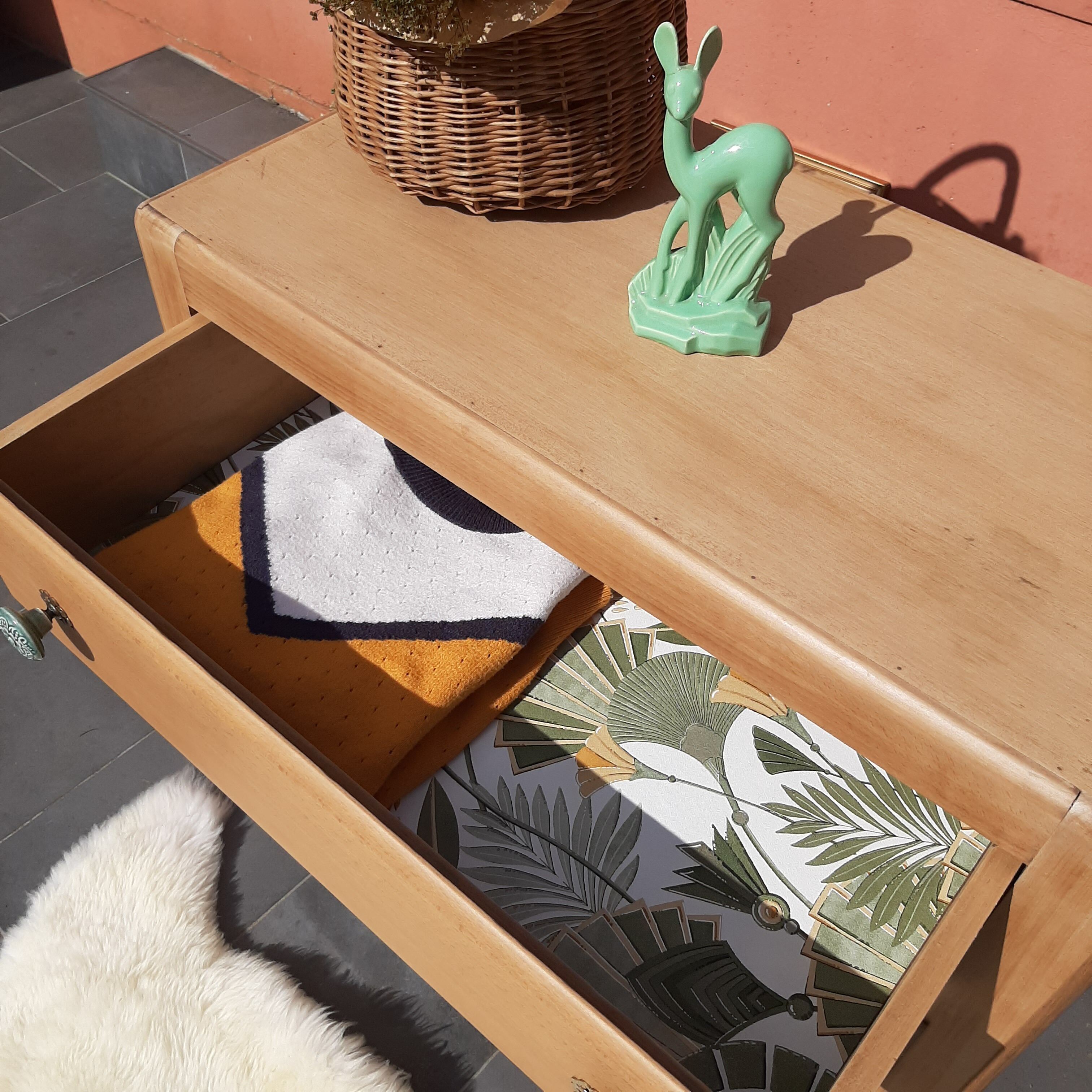 Vintage chest of drawers 3 drawers natural wood