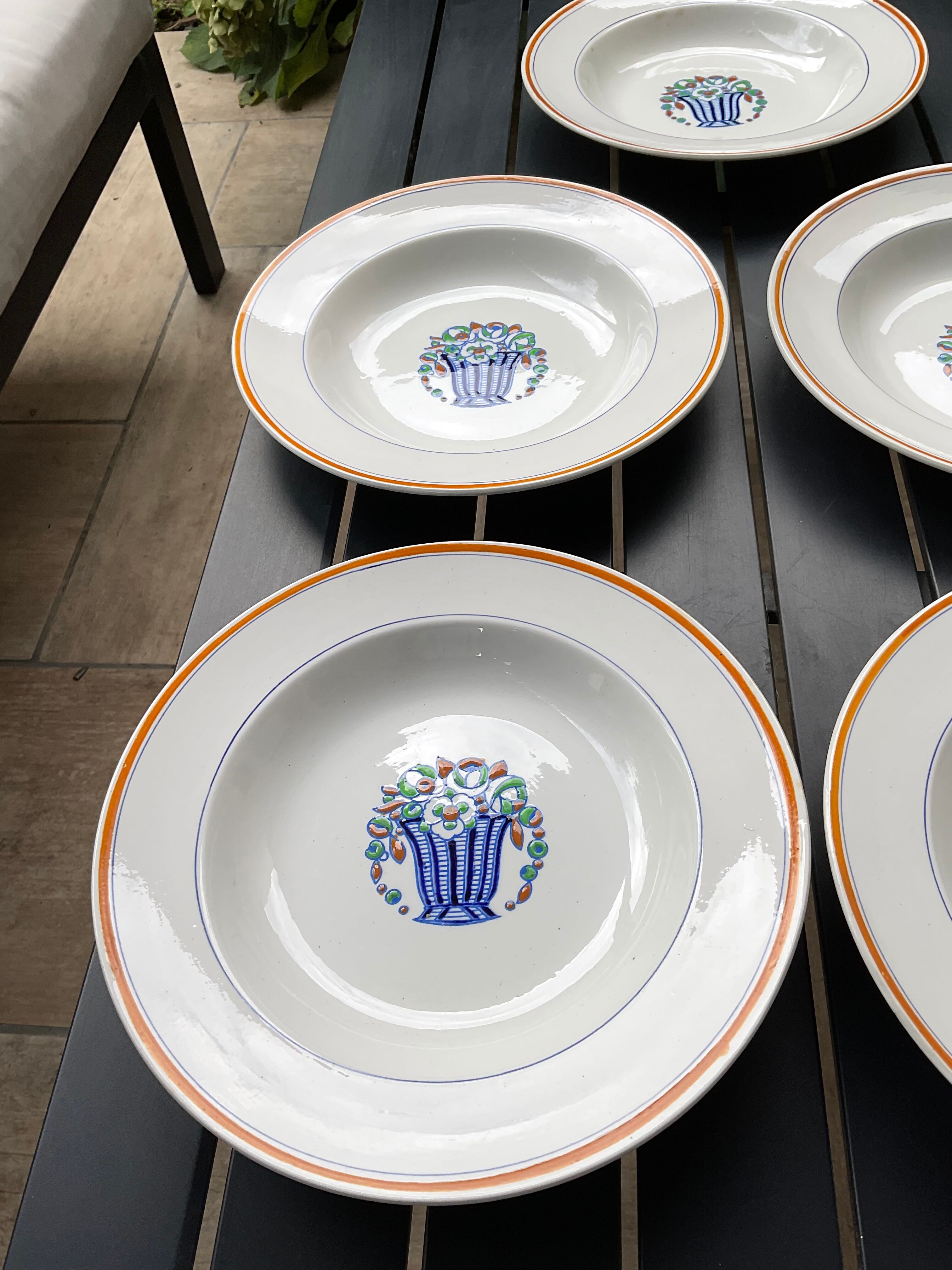 5 art deco hollow plates Boch la Louvière