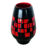 Piriform vase in red and black ceramic by Elchinger, France 1960s