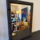 Patinated black rectangular wooden mirror