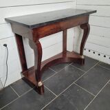 Old mahogany console with marble top
