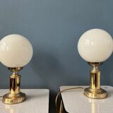 Set of 2 Vintage Golden Opal Glass Desk Lamp