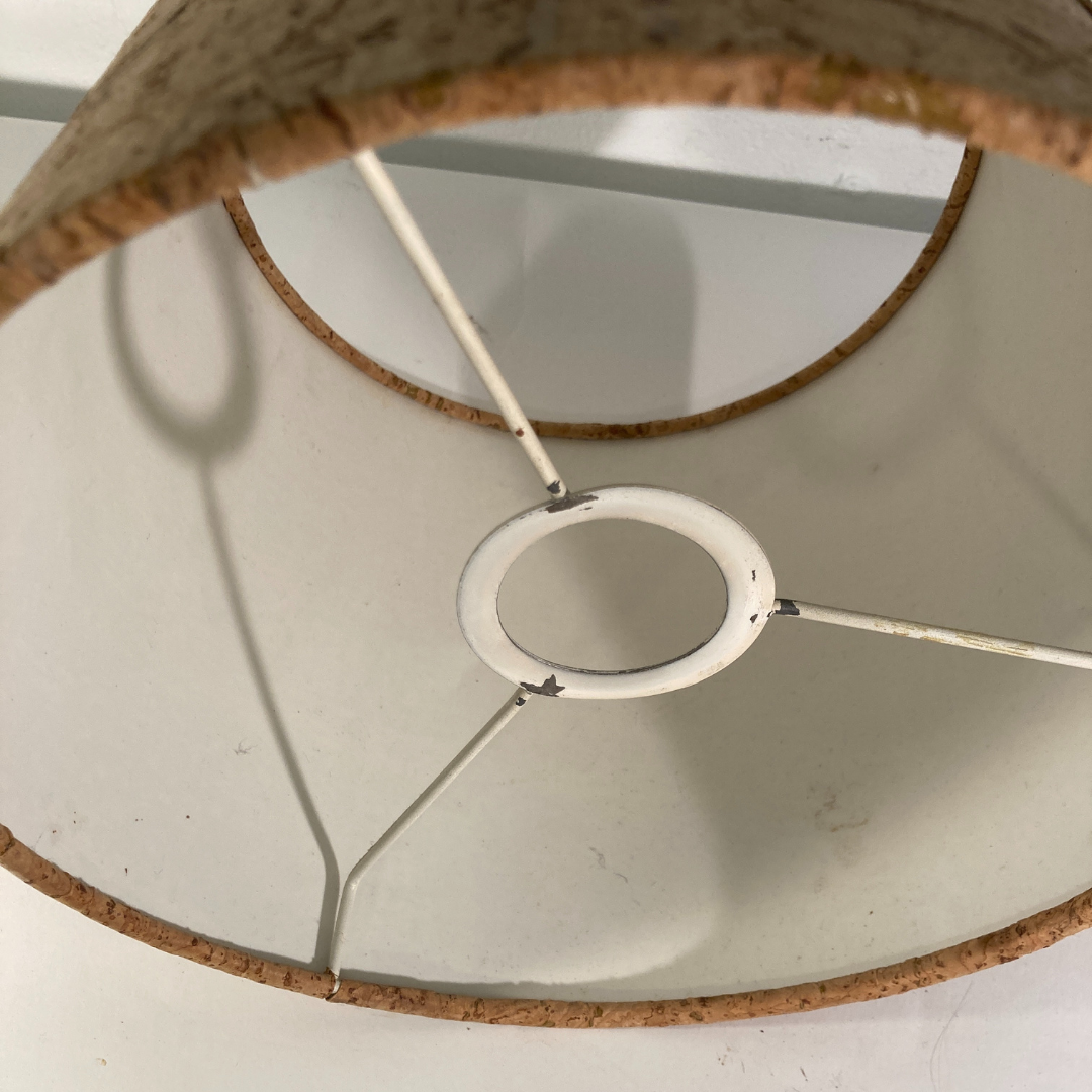 Cork and glass midcentury German desk or table lamp