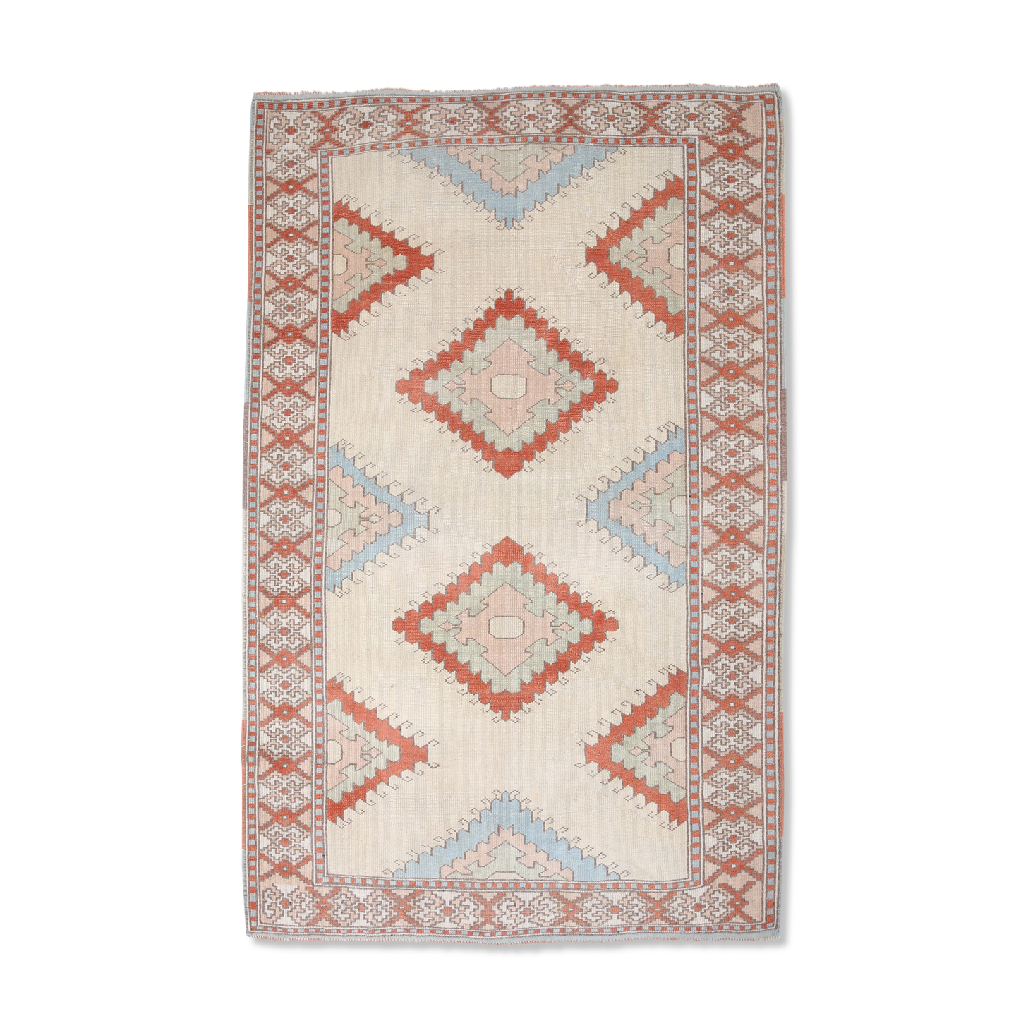 4x6 blue and beige handmade oushak rug