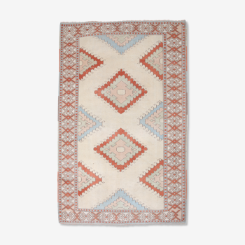 4x6 blue and beige handmade oushak rug