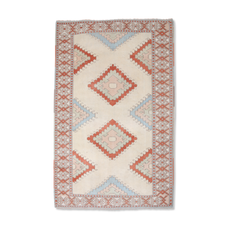 4x6 blue and beige handmade oushak rug