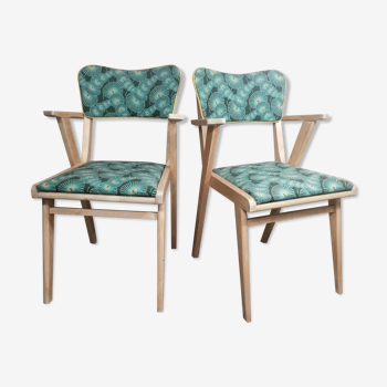 Pair scandinavian bridge armchair year 50