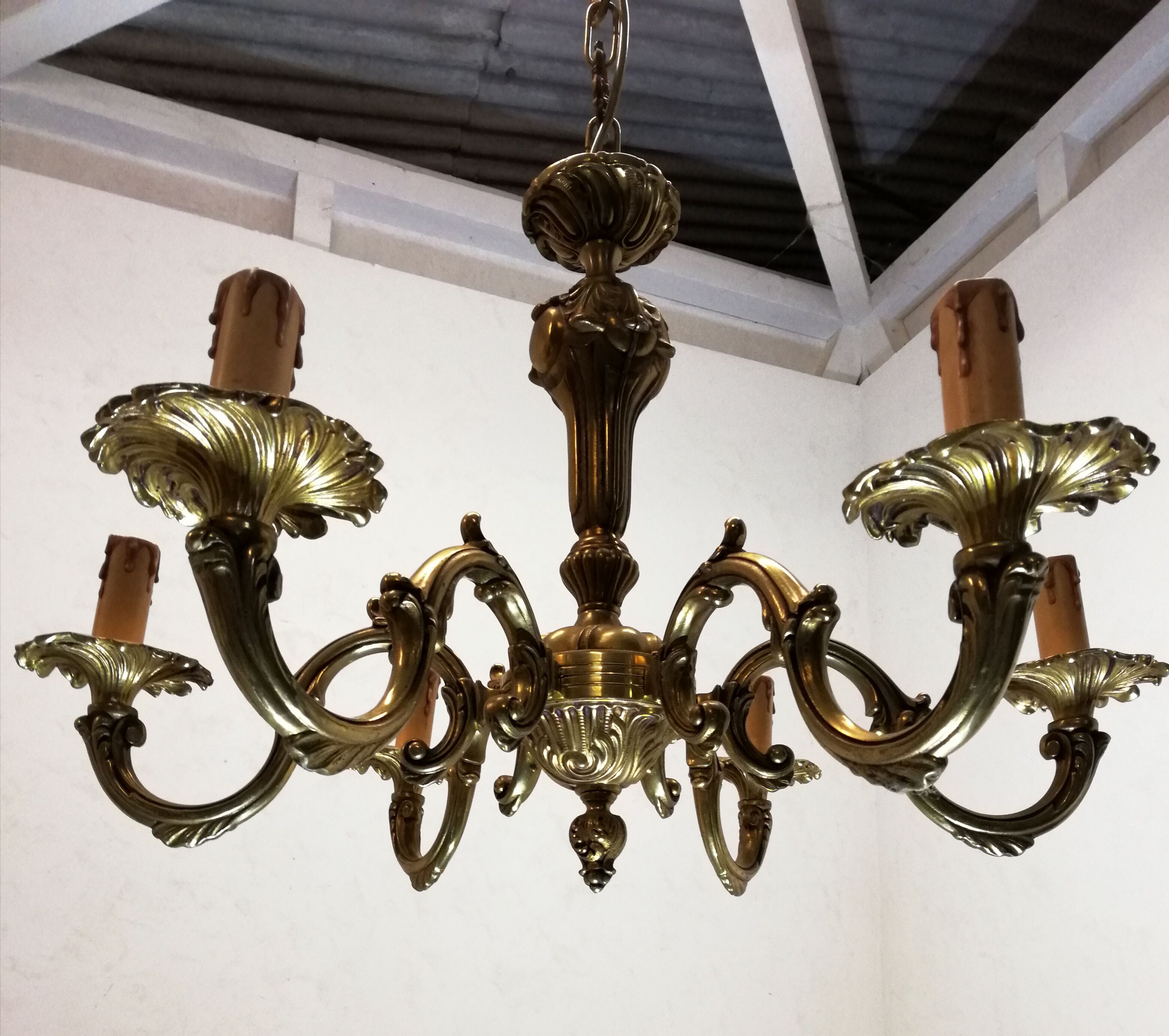 Antique bronze chandelier 6 arms