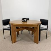 Vintage extendable round table in the spirit of Atelier Chauvin S.A. – 1970s
