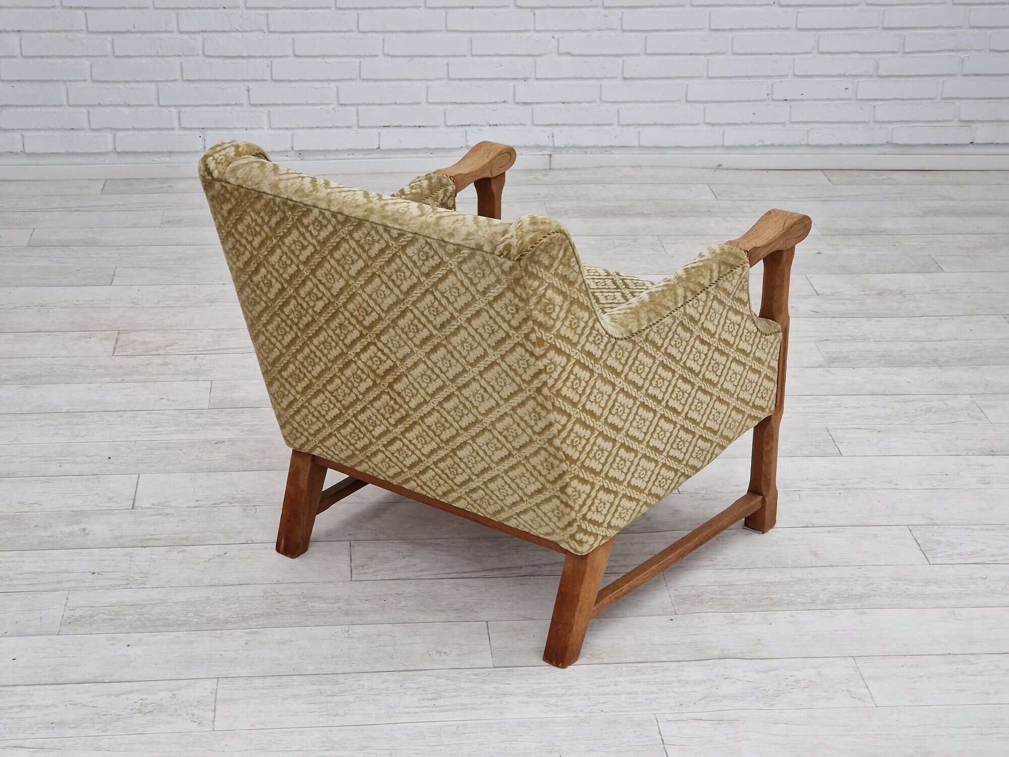 1960s, Danish design, lounge chair, furniture fabric, oak wood