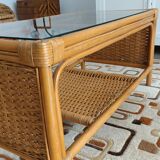 Braided rattan coffee table