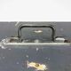 Old gray painted wooden toolbox