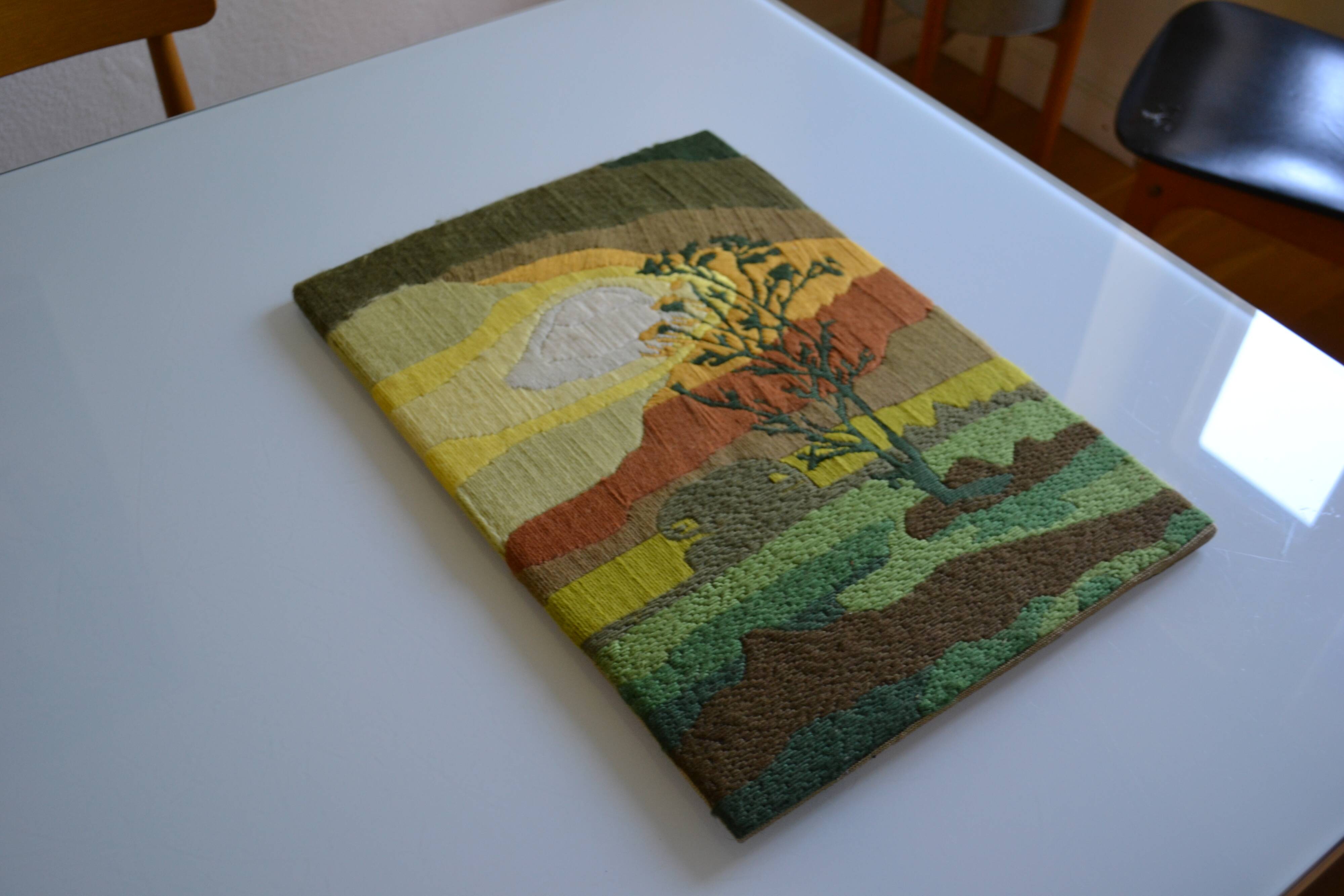 Tapisserie vintage 70's de Françoise Leroux 46x32 cm