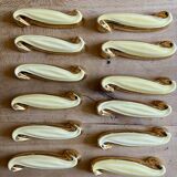 Set of 12 vintage art deco yellow and gold ceramic knife rests
